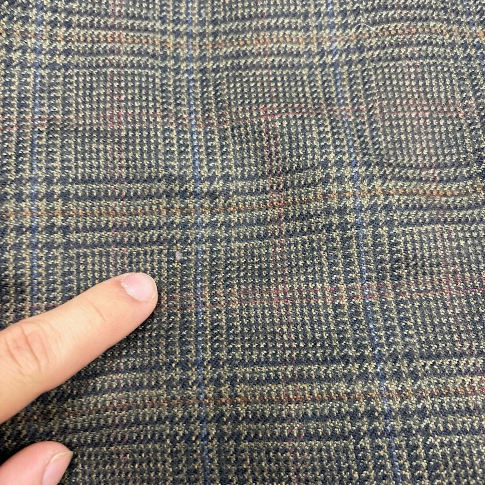 Stafford Executive Brown Glen Plaid Lambswool Blazer Sport Coat 44R 3 Button